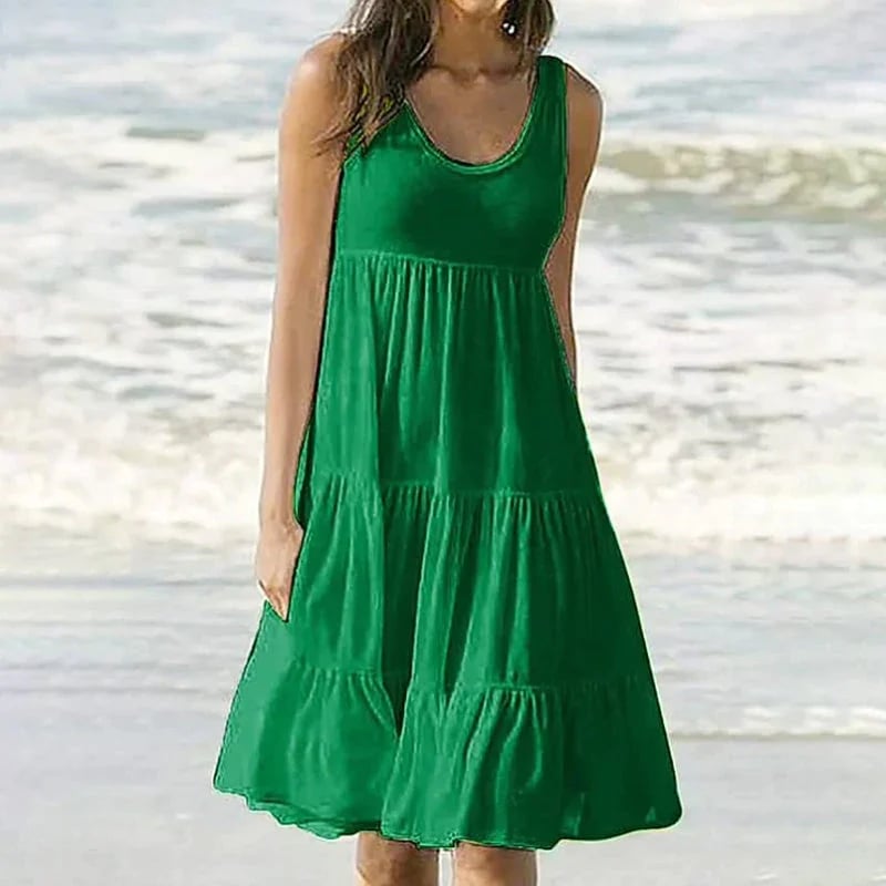 🔥Sleeveless Crewneck Panel Dress-tidenox