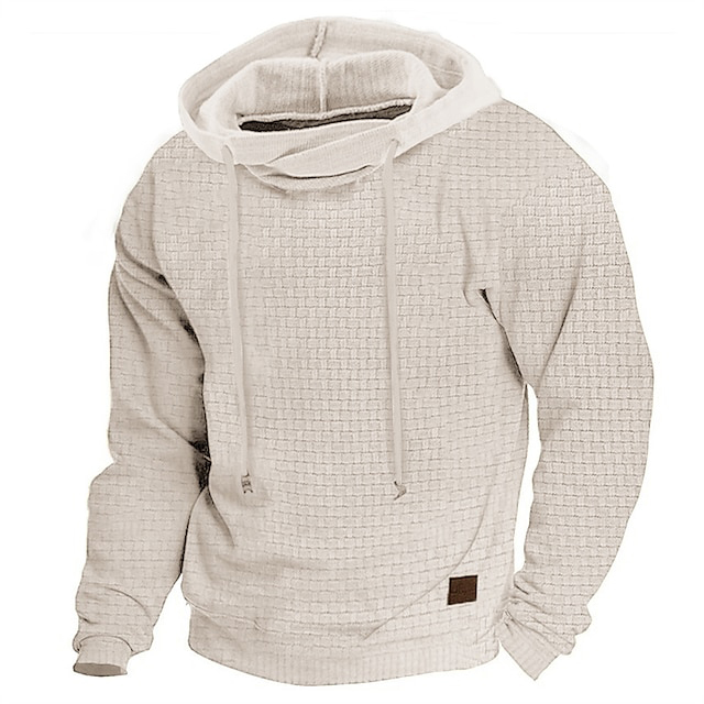 Men's Hoodie Outdoor Sports Solid Color Long Sleeve Daily Tops Apricot Sweatshirt-tidenox