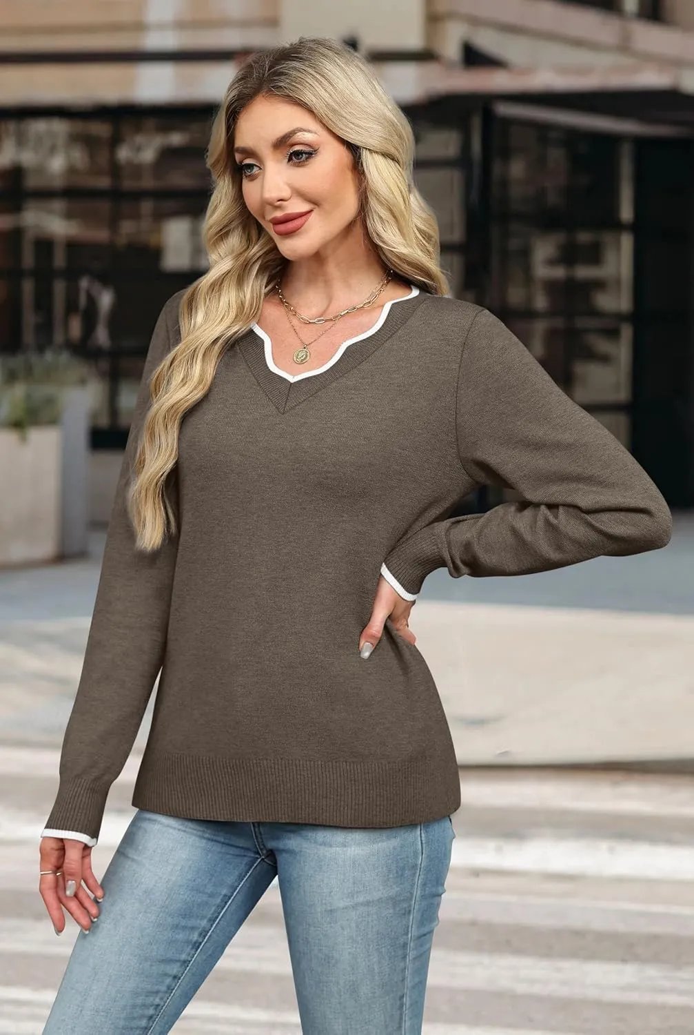 ✨Womens Cozy Lightweight V Neck Sweaters Pullover(BUY 2 FREE SHIPPING)-tidenox