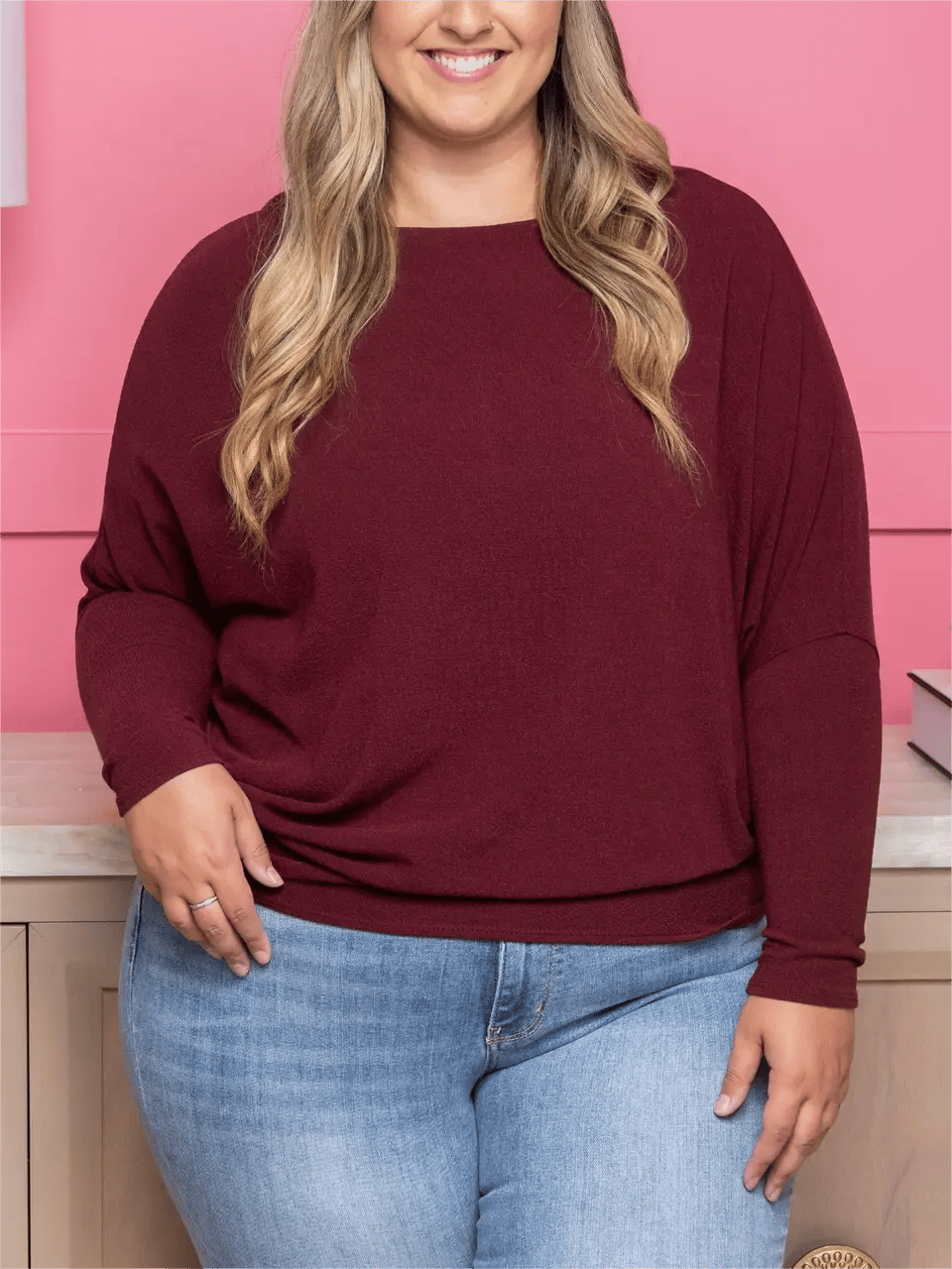 "Dreamy Knit" Boatneck Dolman Top-tidenox