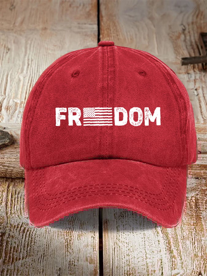 Unisex Freedom American Flag Print Baseball Cap-tidenox