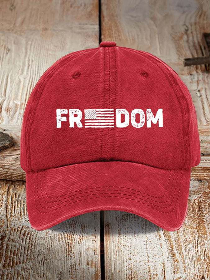 Unisex Freedom American Flag Print Baseball Cap-tidenox