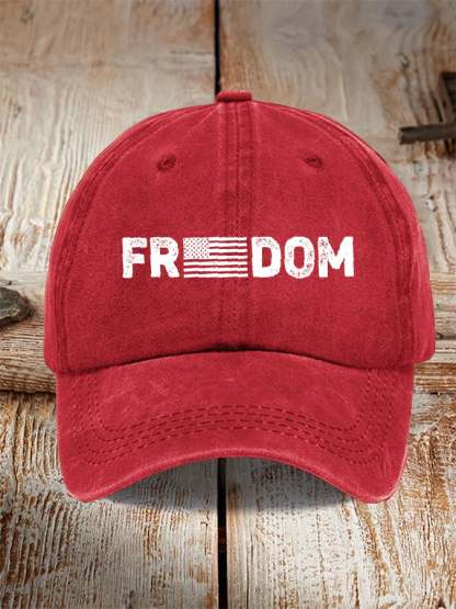 Unisex Freedom American Flag Print Baseball Cap-tidenox