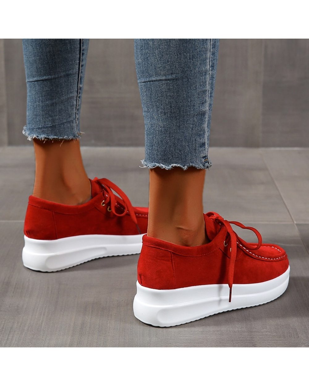 Platform shoes leather suede plush slip on-tidenox