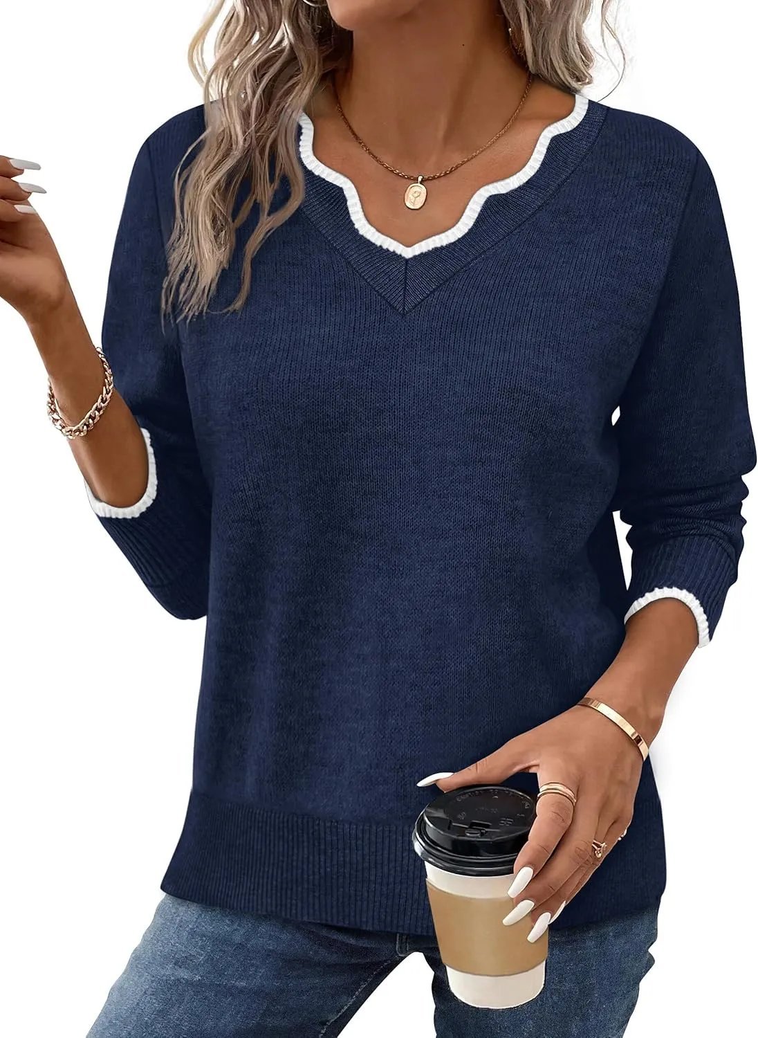 ✨Womens Cozy Lightweight V Neck Sweaters Pullover(BUY 2 FREE SHIPPING)-tidenox