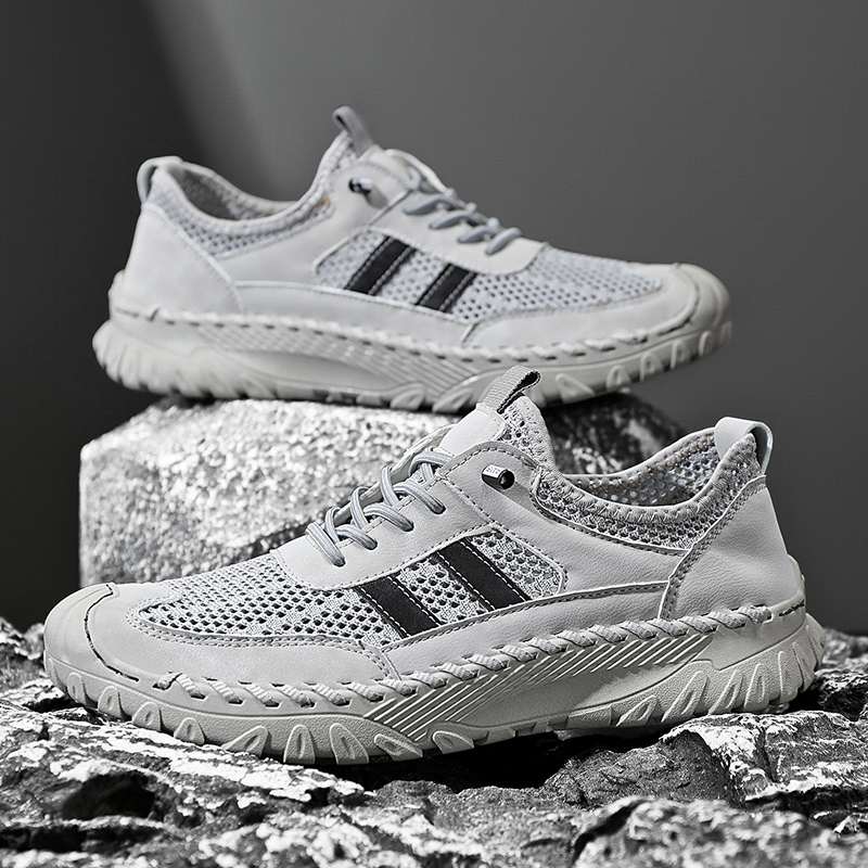 ⏰Limited Time 50% OFF🛒  Men’s Slip-On Orthopedic Leather Hiking Shoes – Breathable Mesh, Durable Rubber Sole, Lightweight & Supportive-tidenox