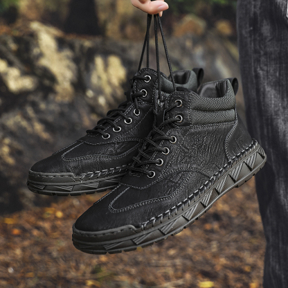 ⏰LAST DAY-70% OFF🛒Men’s Outdoor Leather Boots – -, Arch Support, Lightweight and Non-Slip for Walking & Driving-tidenox