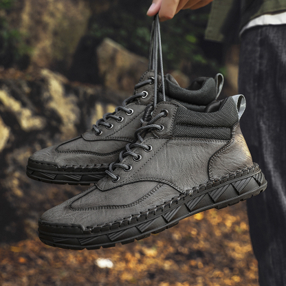 ⏰LAST DAY-70% OFF🛒Men’s Outdoor Leather Boots – -, Arch Support, Lightweight and Non-Slip for Walking & Driving-tidenox