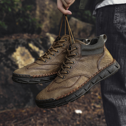 ⏰LAST DAY-70% OFF🛒Men’s Outdoor Leather Boots – -, Arch Support, Lightweight and Non-Slip for Walking & Driving-tidenox