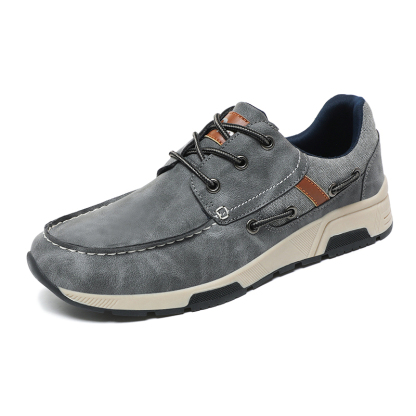 ⏰Limited Time 60% OFF🛒 Men's Comfortable Lace-Up Walking Shoes – Washed Denim-Style Leather With Arch Support, Heel Pain Relief & All-Day Comfort for Casual Daily Wear-tidenox