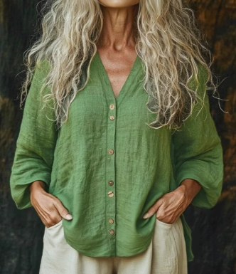 Women's Simple Solid Color Linen Shirt