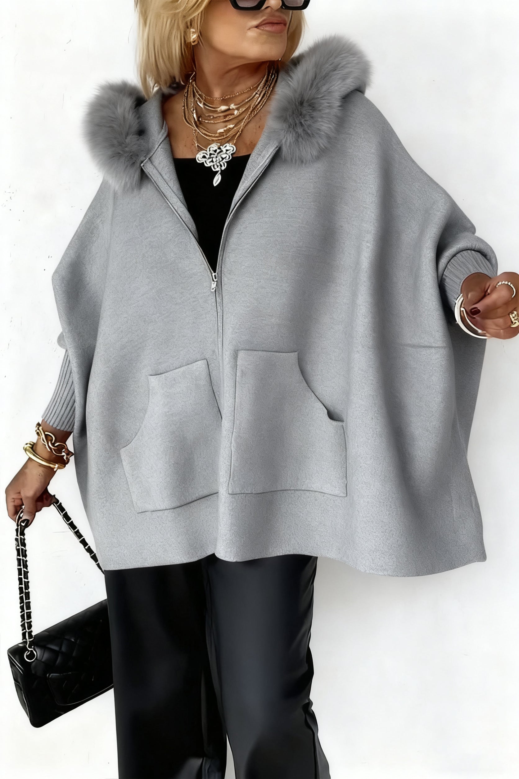 🔥Limited Time Discount 💥Women Fur Collar Solid Color Casual Jacket-tidenox