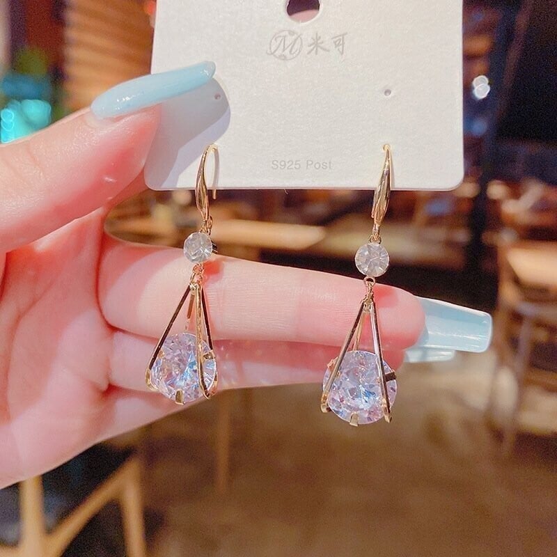 Super Flash Rhinestone Earrings-tidenox