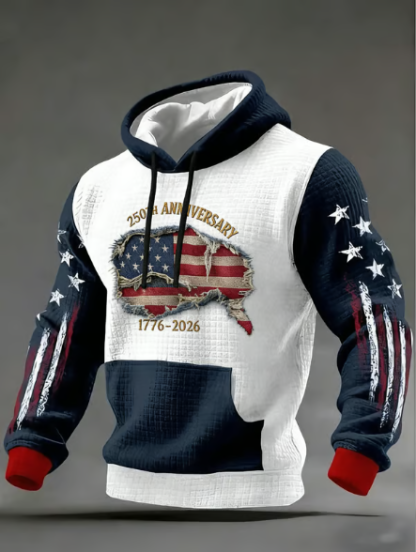 Men’s 250th Anniversary Patriotic Hoodie – USA Flag Graphic Pullover (1776–2026)