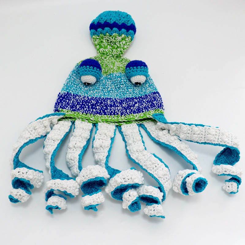 Octopus Pattern Color Block Knitted Hat-tidenox