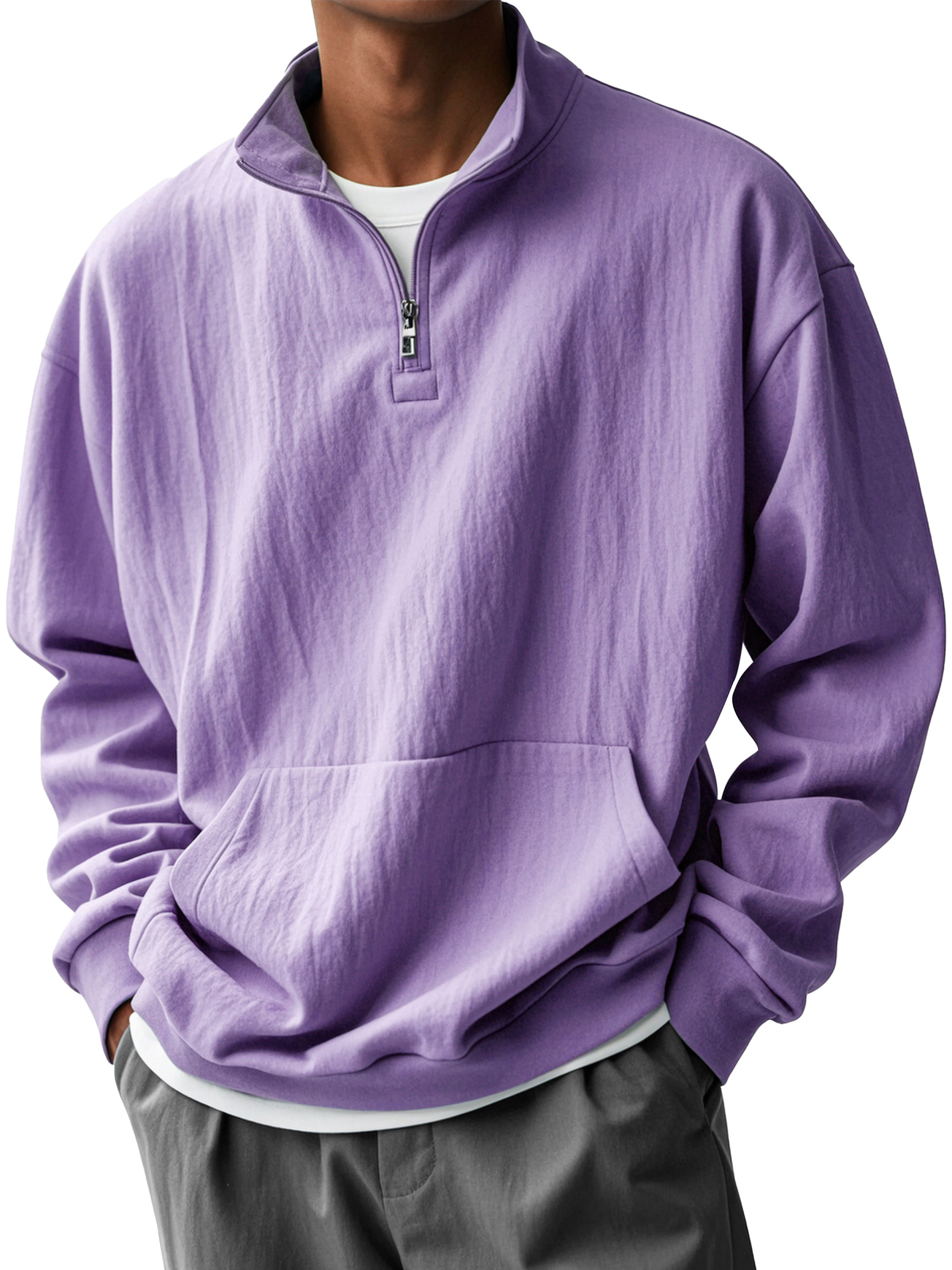 Men's Fashionable Half-Zip Pocket Stand Collar Sweatshirt-tidenox