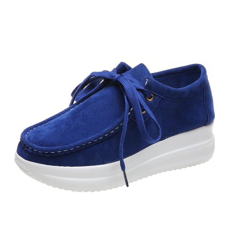 Platform shoes leather suede plush slip on-tidenox