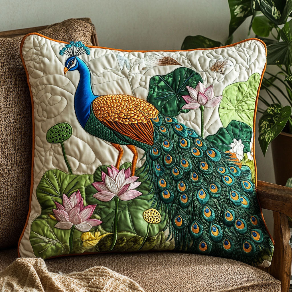 Peacock Lotus CW0307042CL Quilt Pillow Case-tidenox