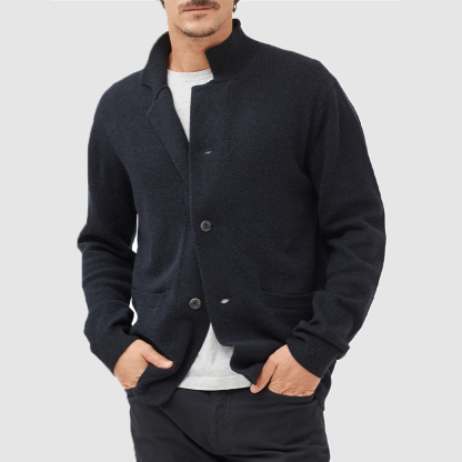 Men's Cardigan Casual Sweater Solid Color Sweater-tidenox