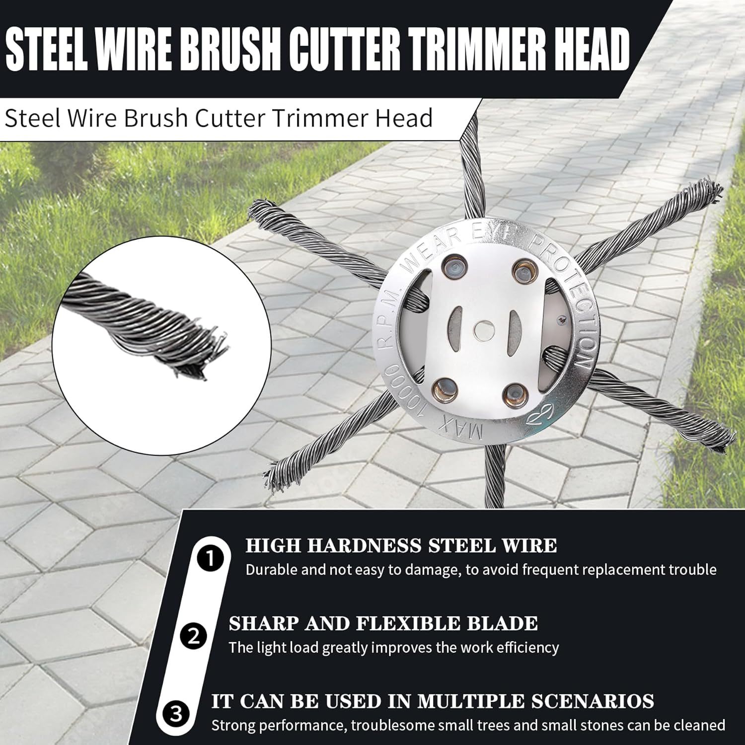 6 inch Steel Wire Brush Cutter Trimmer Head-tidenox