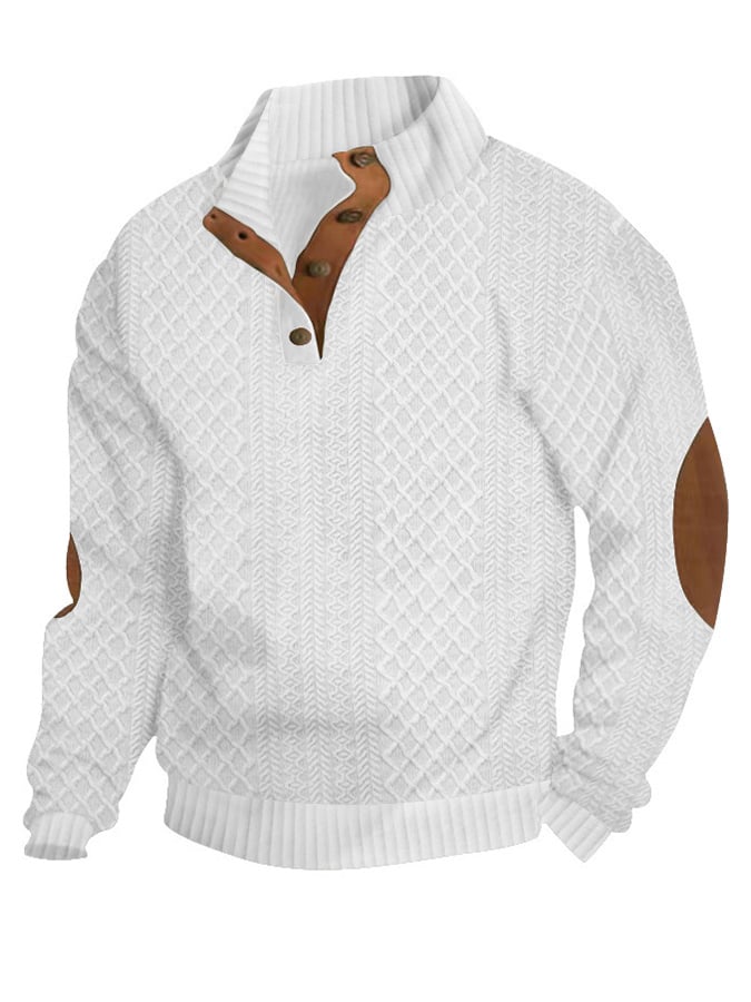 Men's Comfy Outdoor Casual Stand Button Long Sleeve Sweater-tidenox
