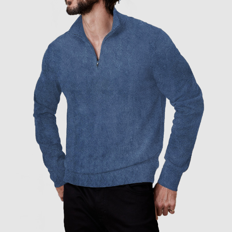 Men's Vintage Zipper Suede Basic Polo Shirt ( NEW )-tidenox