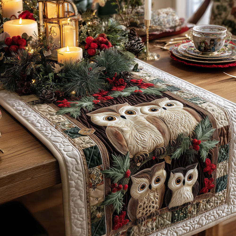 Holly Night Owls Quilted Table Runner NCU0TH3405-tidenox