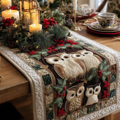 Holly Night Owls Quilted Table Runner NCU0TH3405-tidenox