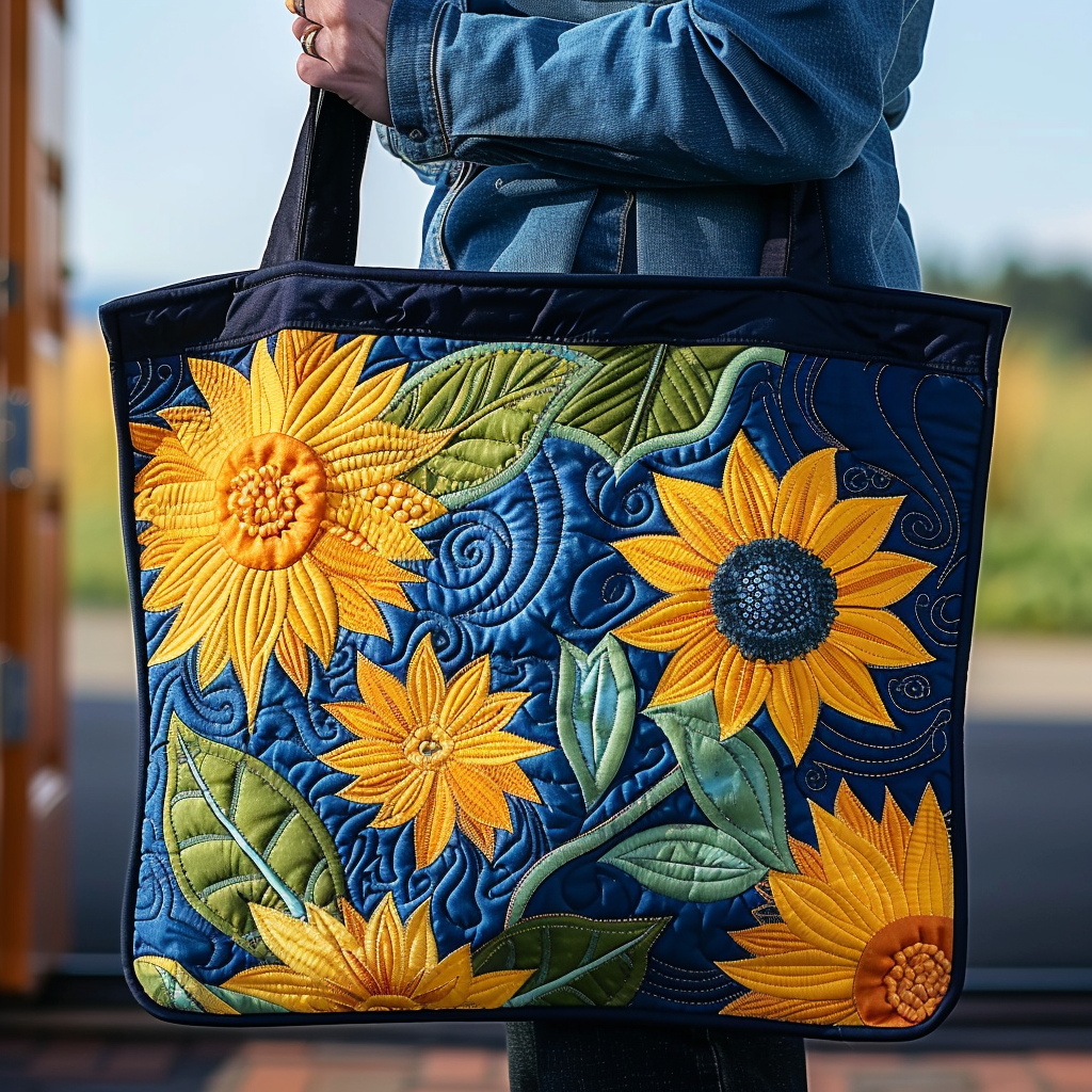 Artistic Sunflowers Quilted Tote Bag NCU0TH465-tidenox