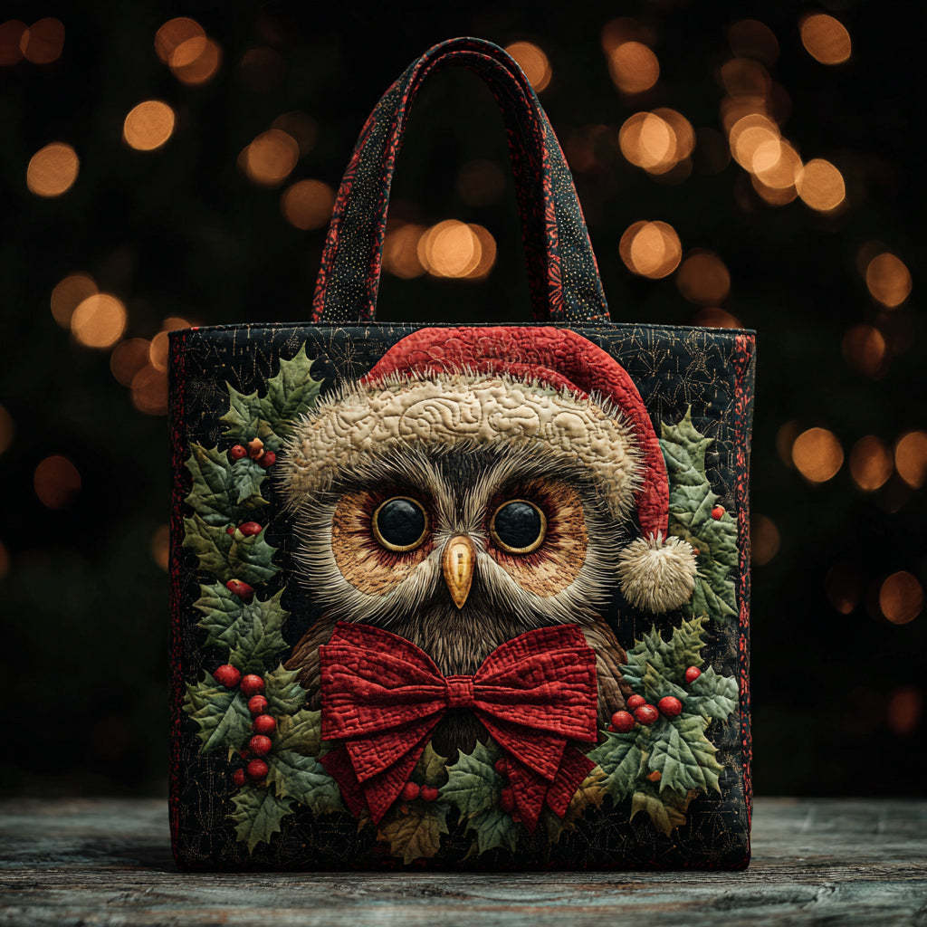 Christmas Barn Owl Quilted Tote Bag NCU0HH193-tidenox