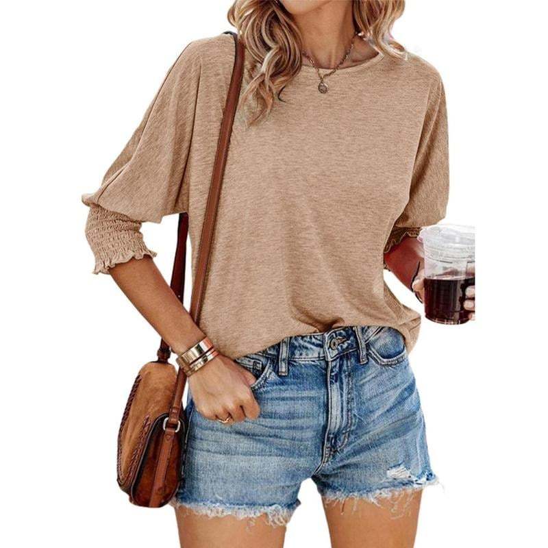Women's 2025 Fashion Tops 3/4 Sleeve T-Shirts Cute Crewneck Basic Business Tees