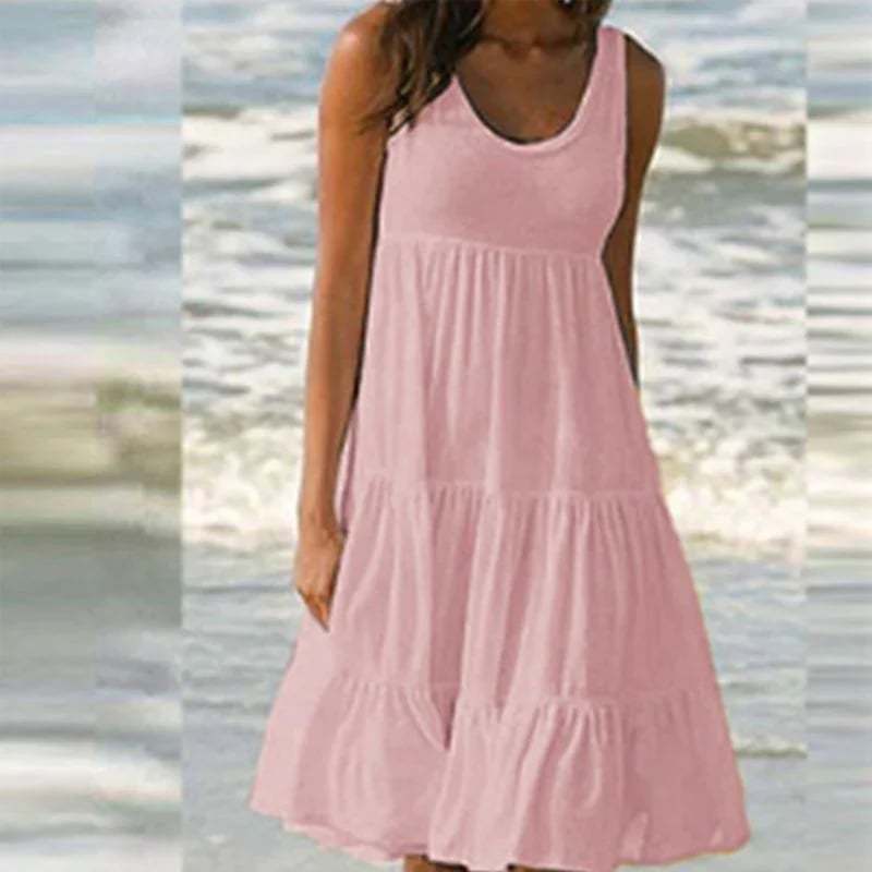 🔥Sleeveless Crewneck Panel Dress-tidenox