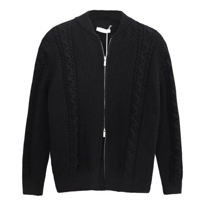 Men's Solid Color Leisure Long Sleeved Knit Sweater Cardigan-tidenox