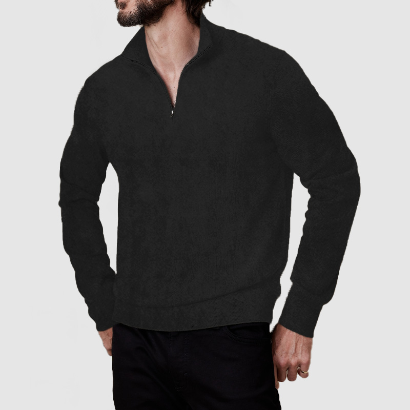 Men's Vintage Zipper Suede Basic Polo Shirt ( NEW )-tidenox