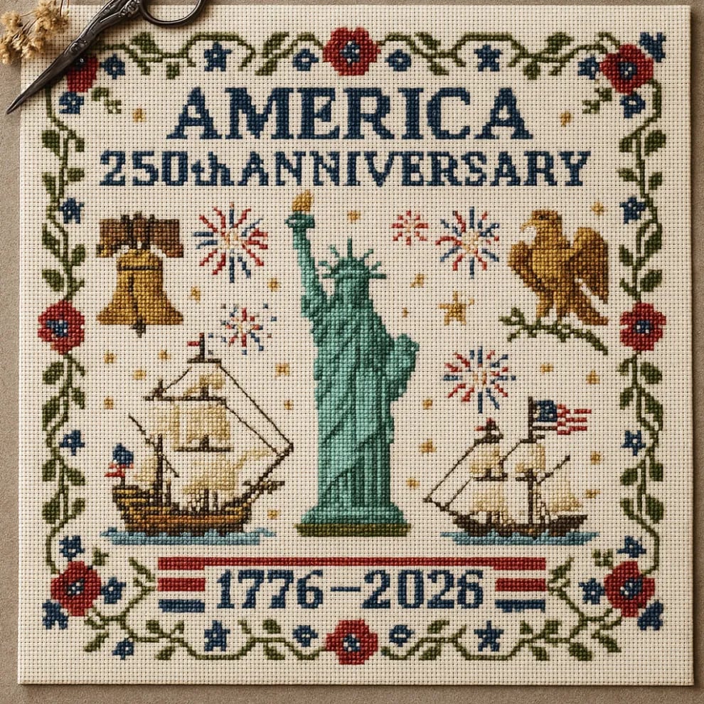 🔥LAST DAY 49% OFF - 🦅US 250th Anniversary Cross Stitch Kits ✨250th Anniversary of American Independence-tidenox