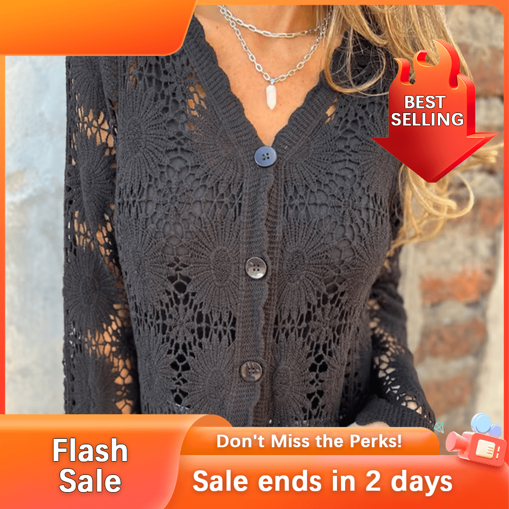 🏆Flash Sale⚡ 50K+ SOLD! Almost Gone-💥Cutout Embroidered V-Neck Butto