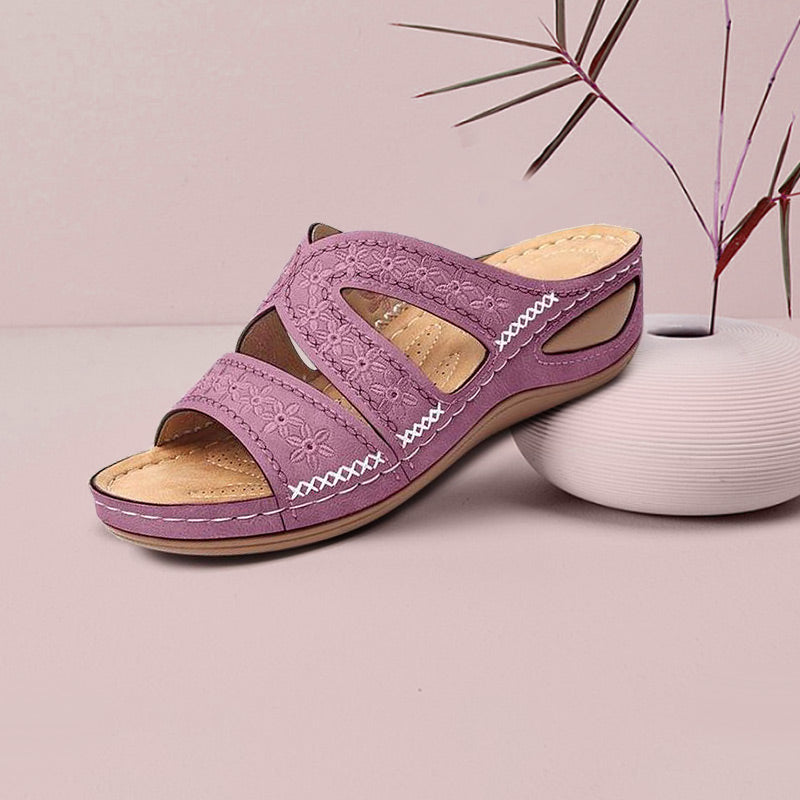 Women's Casual Slope With Embroidered Slippers-tidenox