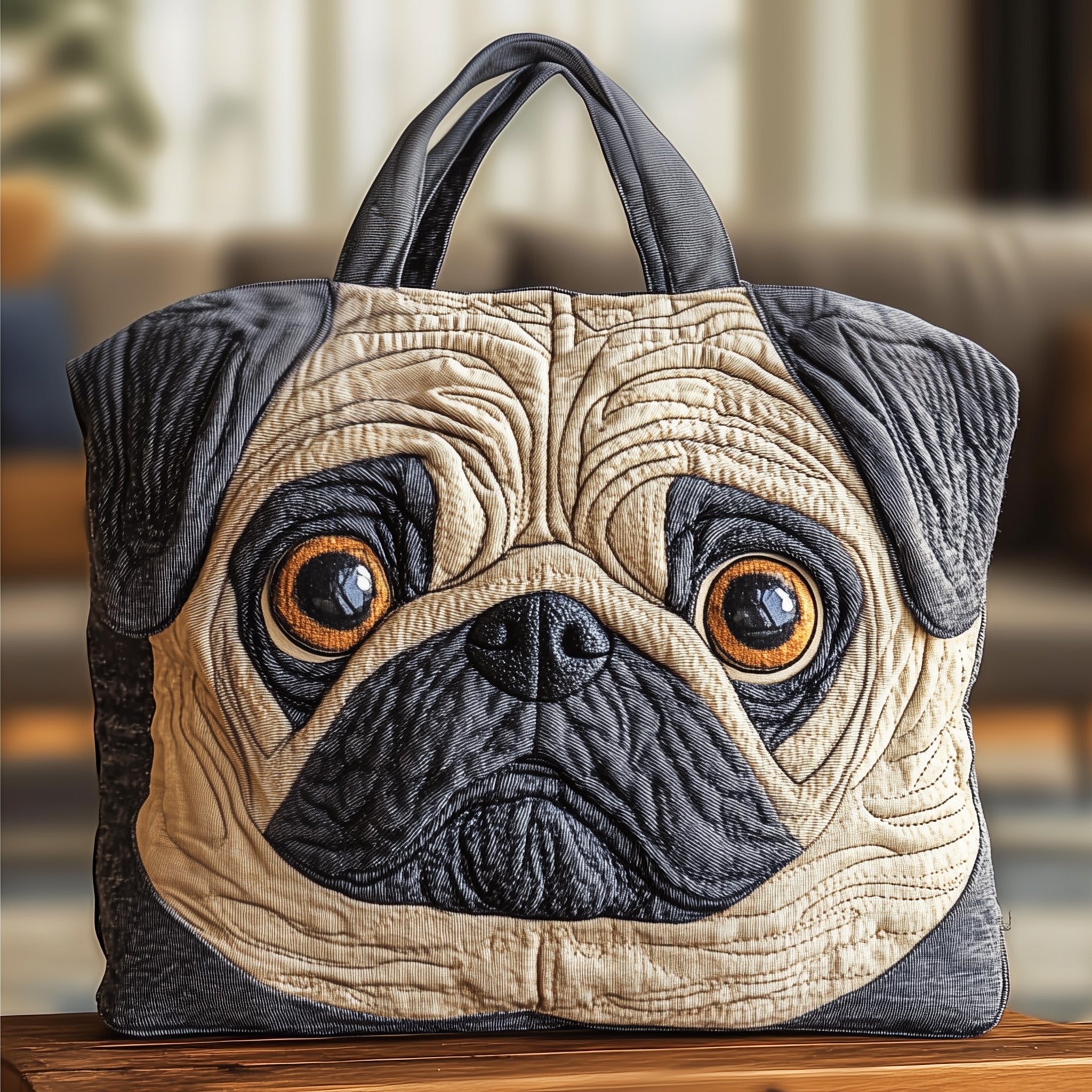 Adorable Pug Quilted Tote Bag GFTOTG534-tidenox