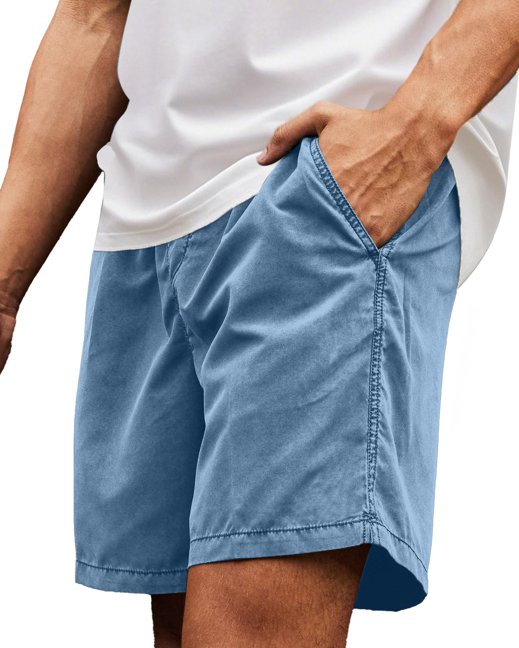 Men's Simple Everyday Beach Solid Color Loose And Comfortable Shorts-tidenox