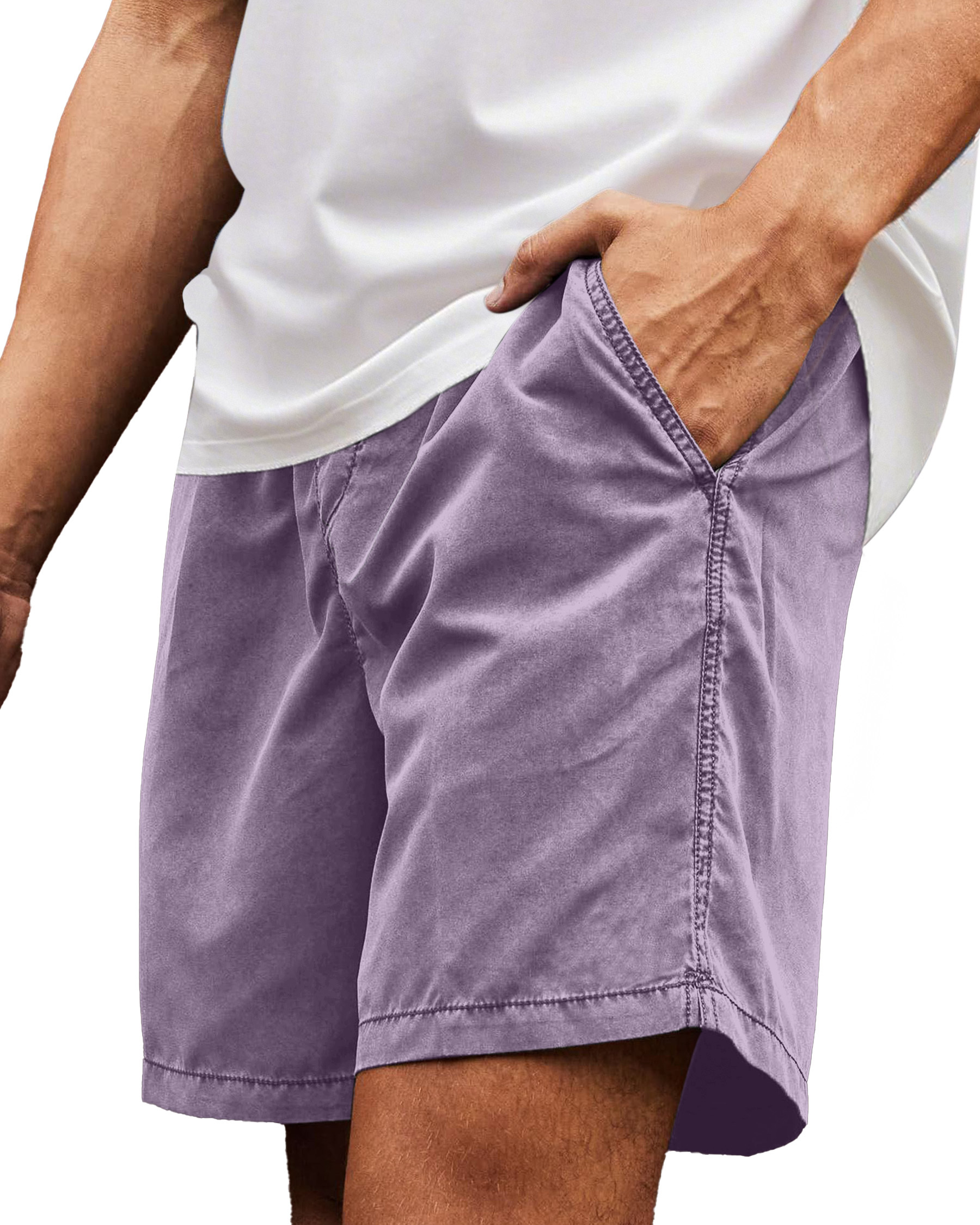 Men's Simple Everyday Beach Solid Color Loose And Comfortable Shorts-tidenox