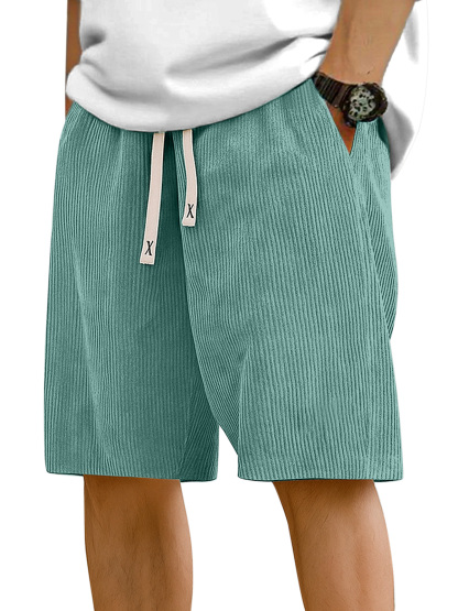 Men's Simple Solid Color Corduroy Casual Shorts-tidenox