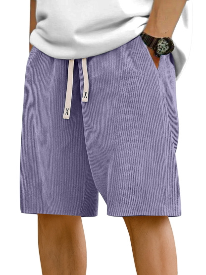 Men's Simple Solid Color Corduroy Casual Shorts-tidenox