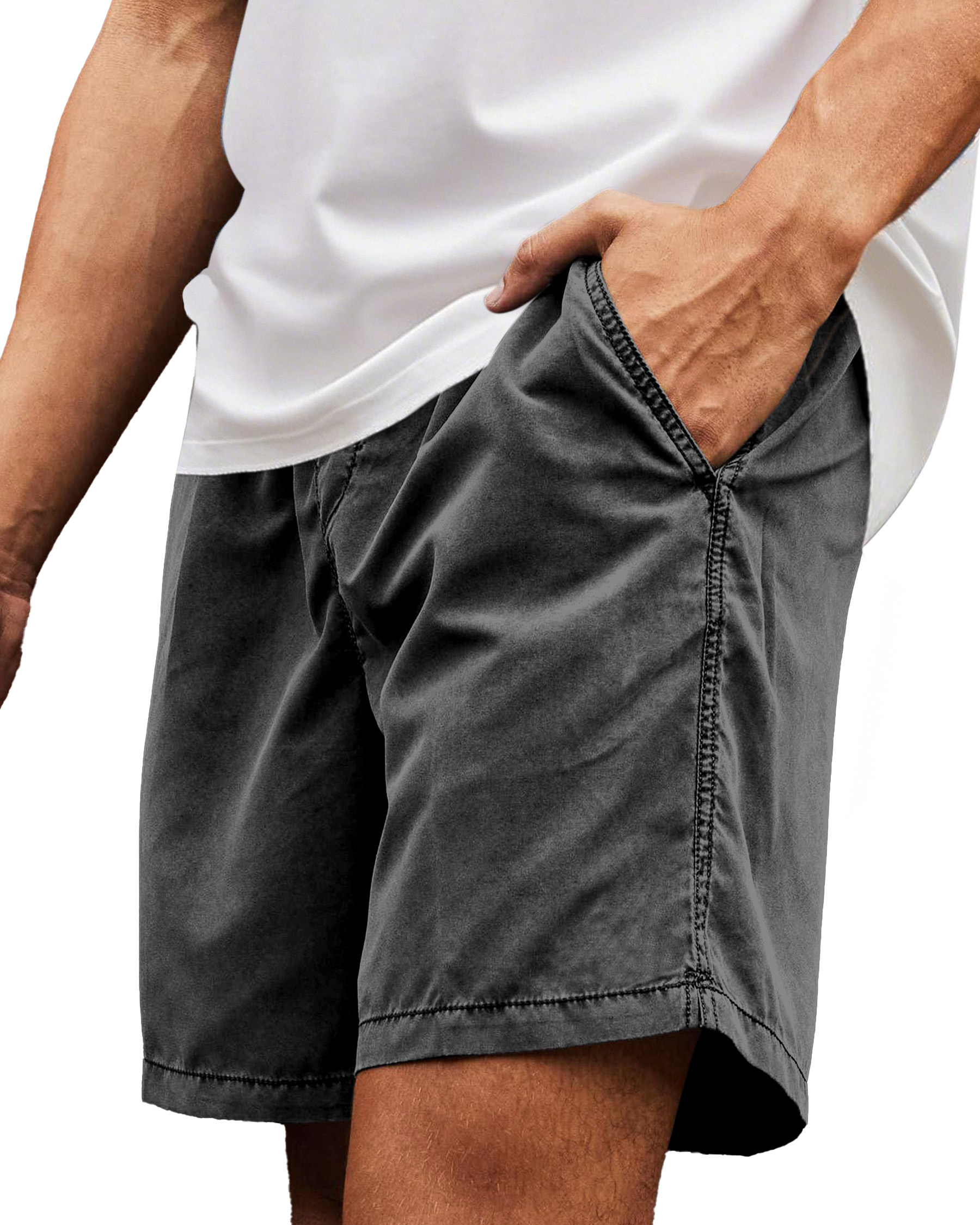 Men's Simple Everyday Beach Solid Color Loose And Comfortable Shorts-tidenox