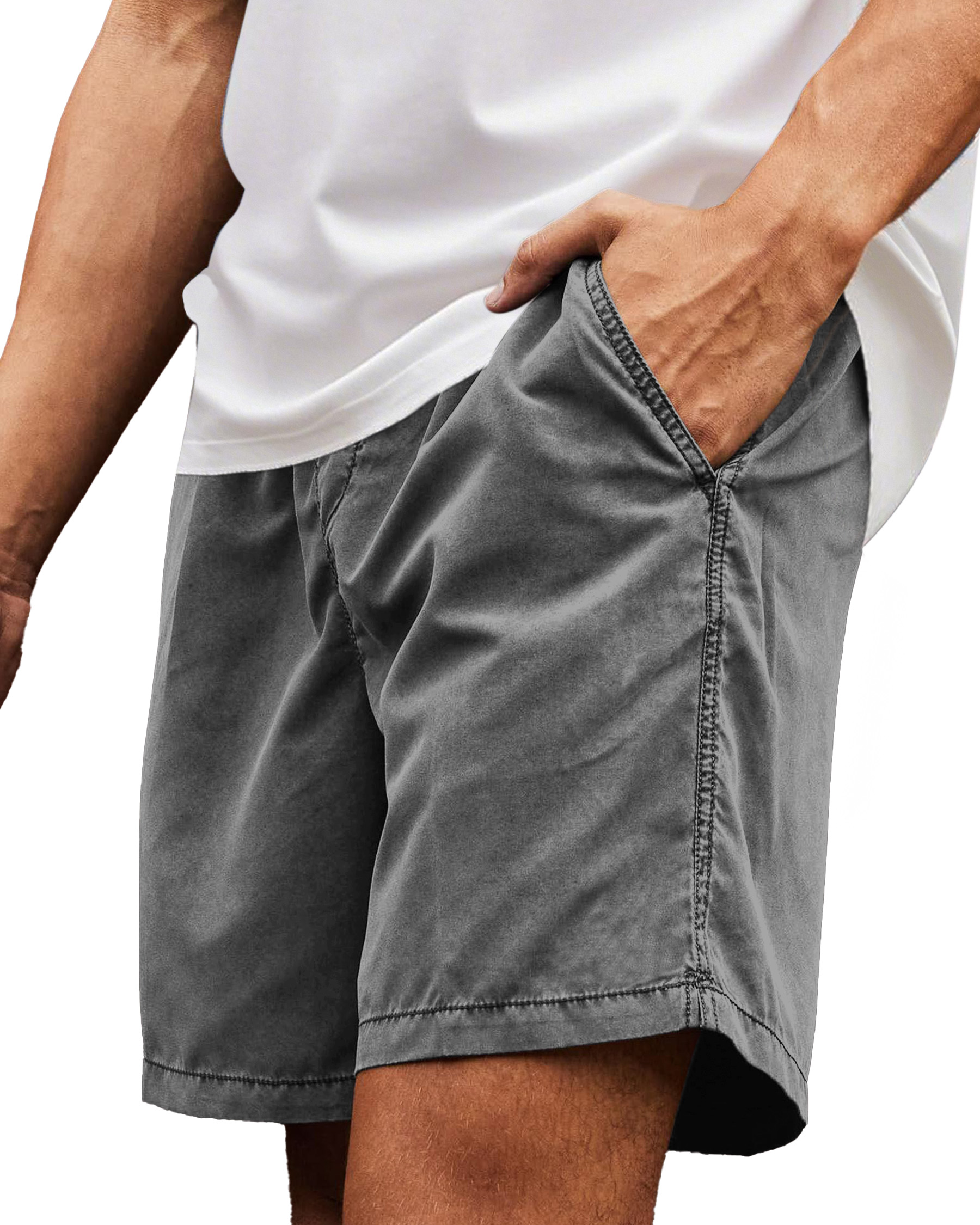 Men's Simple Everyday Beach Solid Color Loose And Comfortable Shorts-tidenox