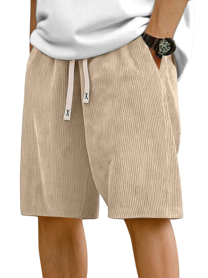 Men's Simple Solid Color Corduroy Casual Shorts-tidenox