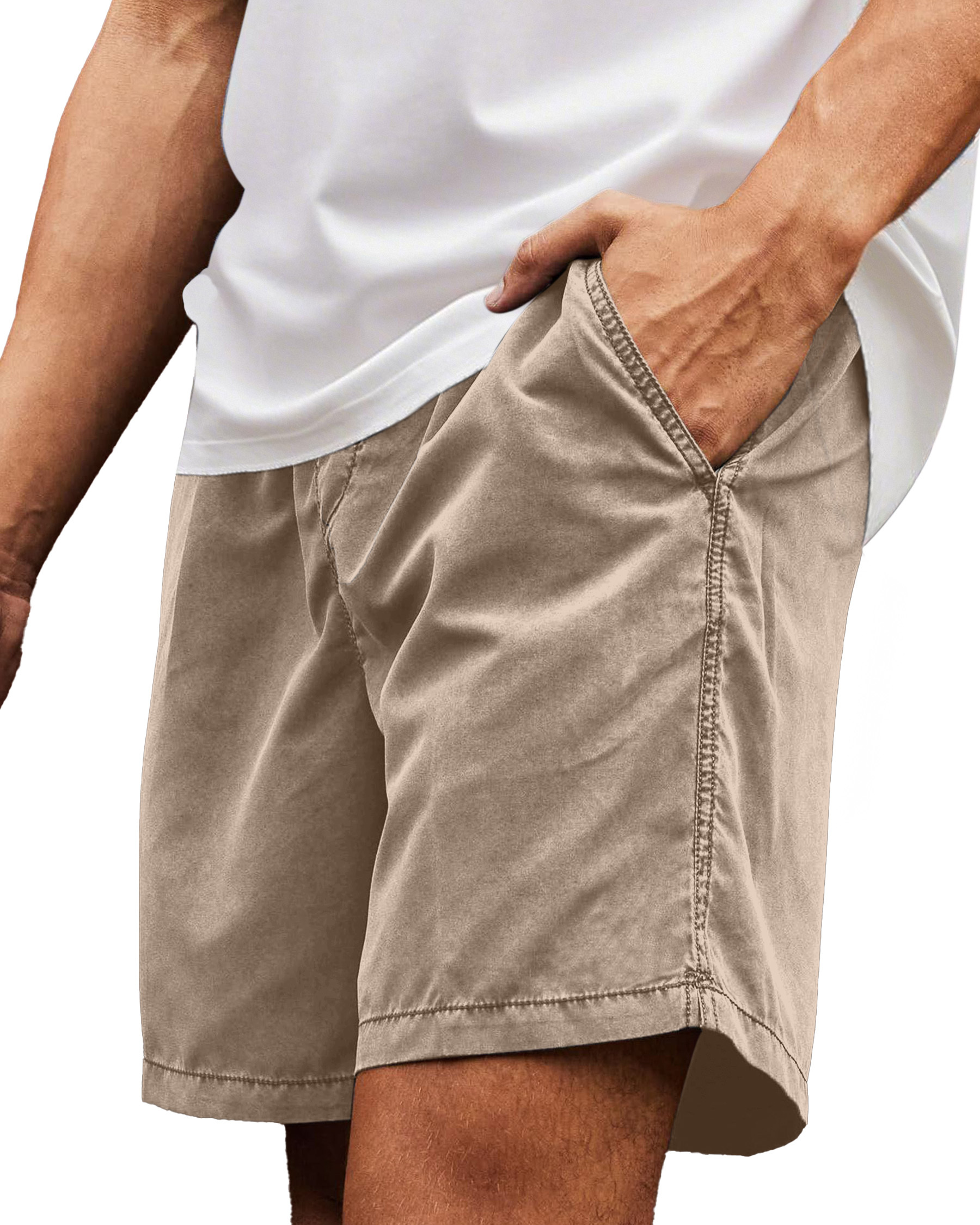 Men's Simple Everyday Beach Solid Color Loose And Comfortable Shorts-tidenox