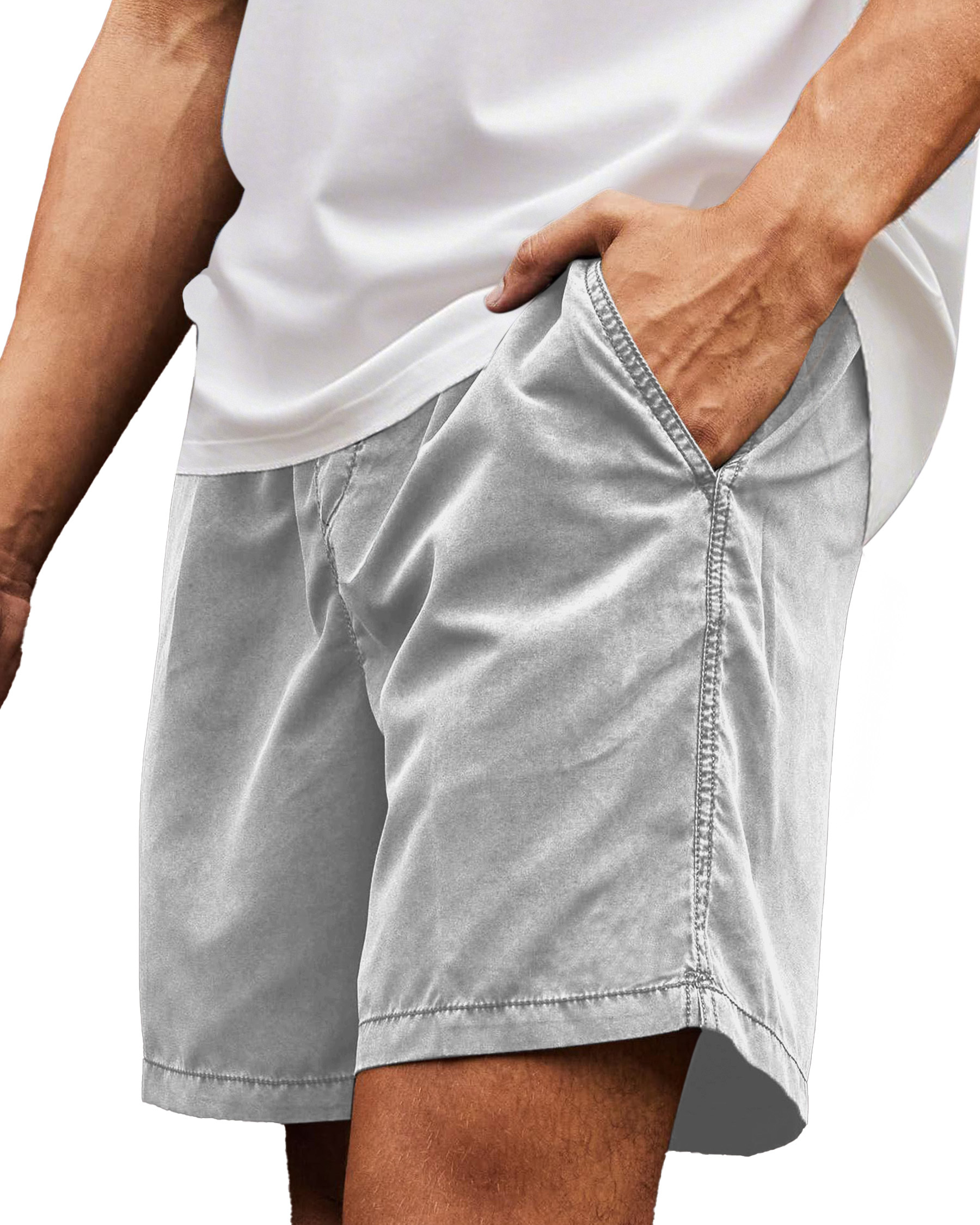 Men's Simple Everyday Beach Solid Color Loose And Comfortable Shorts-tidenox