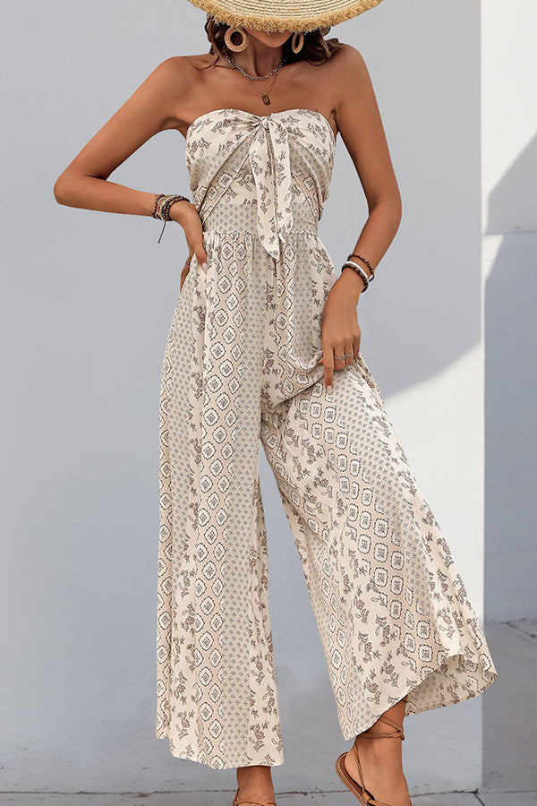 beachsissi Fashion Bandeau Printed Casual Jumpsuit