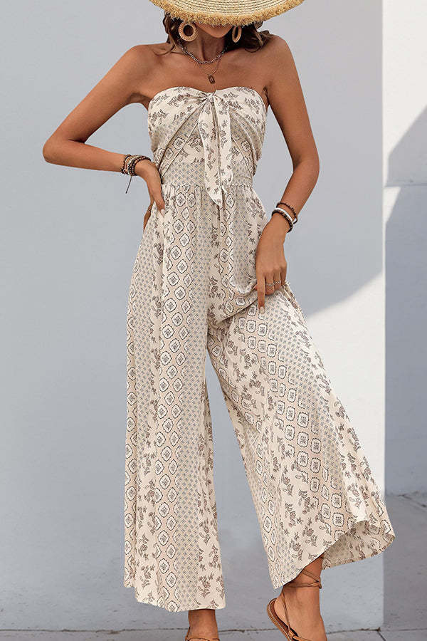 beachsissi Fashion Bandeau Printed Casual Jumpsuit