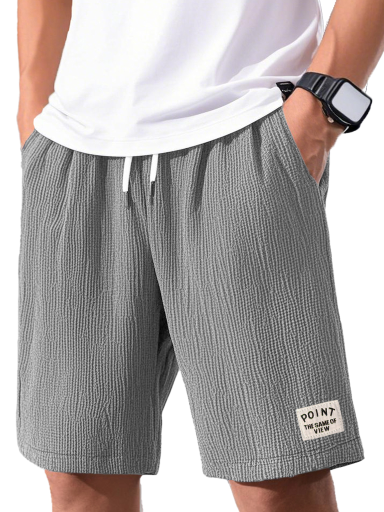 Men's Fashion Casual Short-sleeved Pleated Fabric Shorts-tidenox